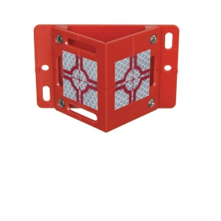 Kunststoff-Platte mit aufgeschraubter Winkel-Vermessungs-Plakette rot - RSAK80